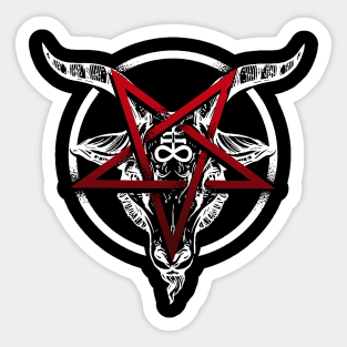 Satan Baphomet, goat and reversed pentagram star. Sticker